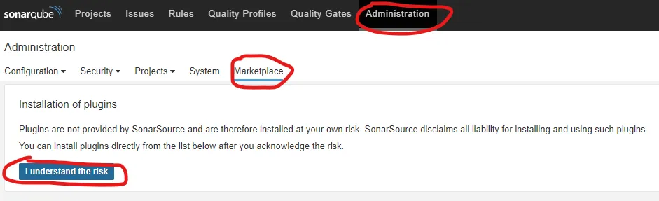 SonarQube marketplace