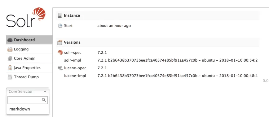 Example of a Solr dashboard